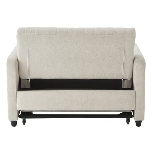 Canapé Double Pliant 114x77x82,5cm, 2 Coussins, Dossier Réglable 3 Positions, Beige