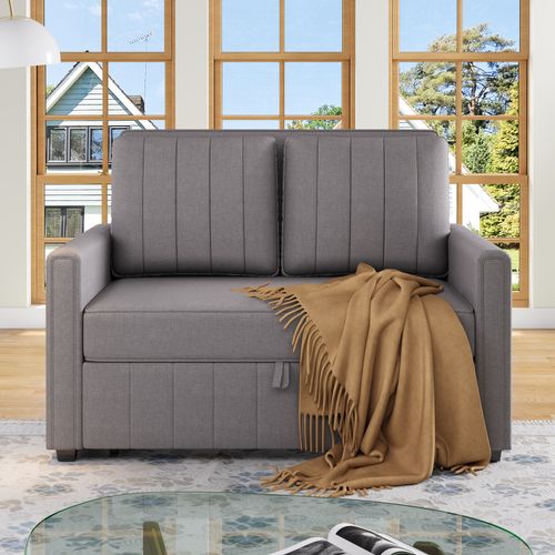 Canapé Double Pliant 127x75x94cm, Dossier Réglable, 2 Coussins, Gris Foncé