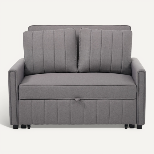 Canapé Double Pliant 127x75x94cm, Dossier Réglable, 2 Coussins, Gris Foncé