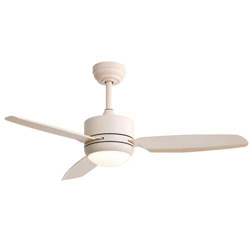 Ventilateur Plafond 46",avec Éclairage,3 Pales Abs,moteur Cc 6 Vitesses,télécommande,blanc Cassé