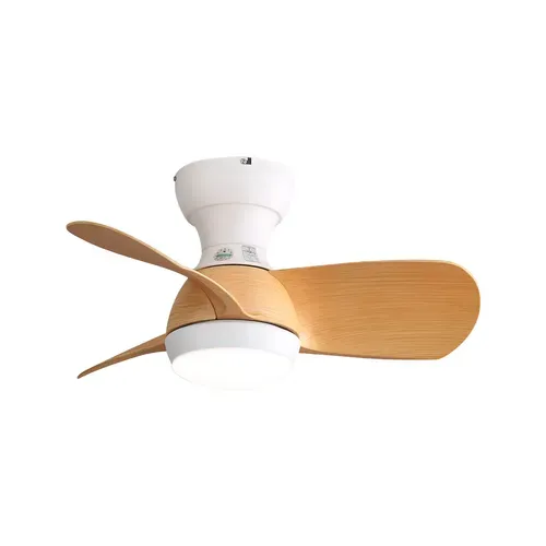 Ventilateur Plafond 23",avec Variateur 3 Couleurs, 3 Pales En Abs, Télécommande, Couleur Bois Clair