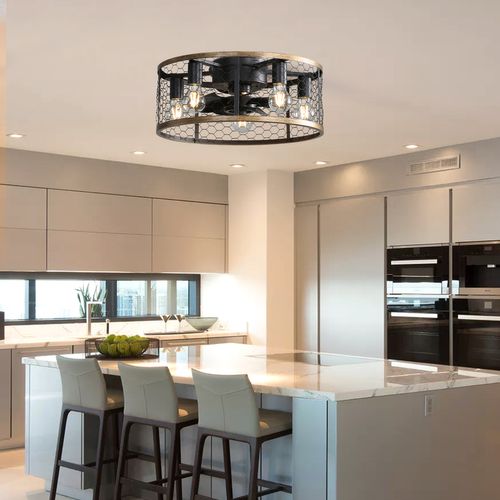 Ventilateur De Plafond Industriel à Cage 20'',avec 7 Pales En Abs,télécommande,moteur Cc Réversible