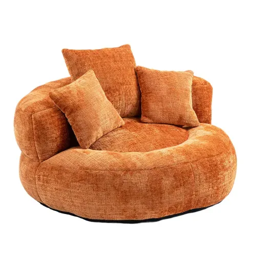 Fauteuil fixe Poire à Dossier Haut rond 108 X 52 Cm, 3 Coussins, Orange
