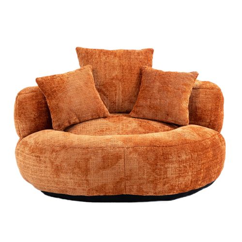 Fauteuil fixe Poire à Dossier Haut rond 108 X 52 Cm, 3 Coussins, Orange