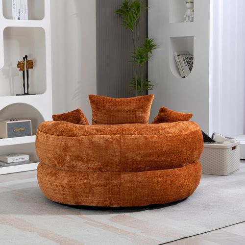 Fauteuil fixe Poire à Dossier Haut rond 108 X 52 Cm, 3 Coussins, Orange