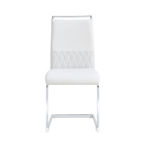 Lot De 2 Chaise De Salle à Manger Blanc Avec Dossiers En Pu Et Lin, Cadre En Métal