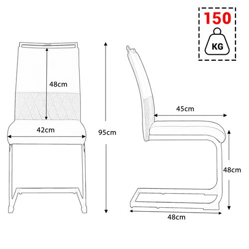 Lot De 2 Chaise De Salle à Manger Blanc Avec Dossiers En Pu Et Lin, Cadre En Métal