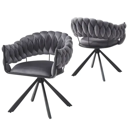 Lot De 2 Chaise De Salle à Manger Grise, Fauteuil En Tissu Velours