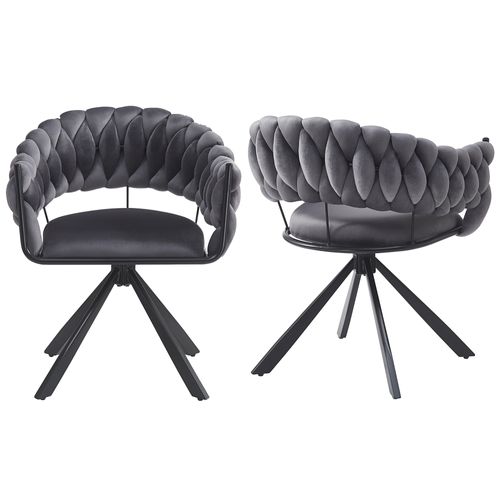 Lot De 2 Chaise De Salle à Manger Grise, Fauteuil En Tissu Velours