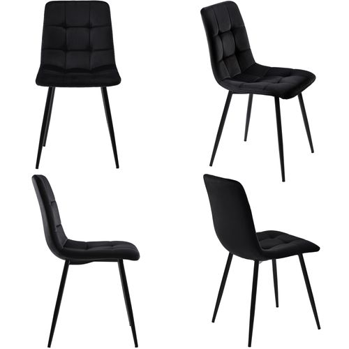 Chaises De Salle à Manger Lot De 4 Chaises Design Rembourrées Avec Dossier, Assise En Velours, Noir