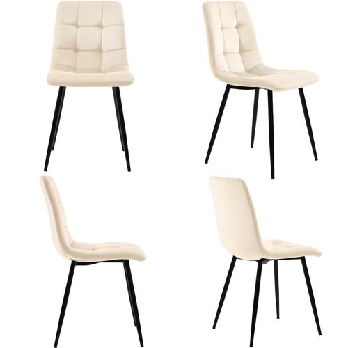 Chaises De Salle à Manger,lot De 4 Chaises Design Rembourrées Avec Dossier,assise En Velours Beige