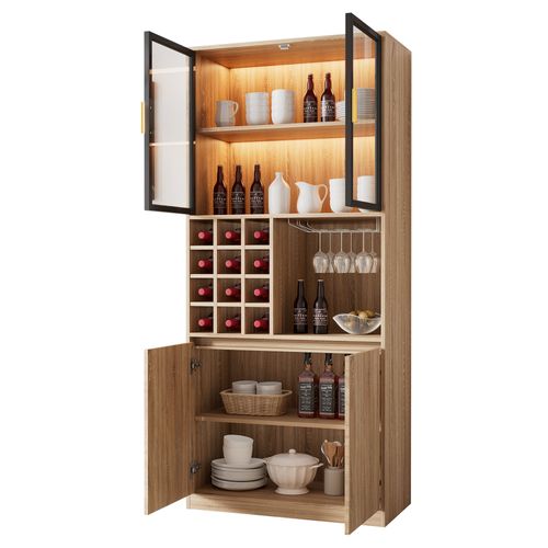 Casa Padrino armoire de vin de style campagnard noir antique / naturel