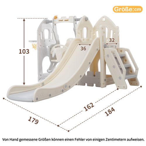 Garvee – Toboggan 8 En 1 – Avec Tunnel, Cache-cache, échelle, Panier De Basket, Télescope – Gris Et Blanc – Dès 12 Mois