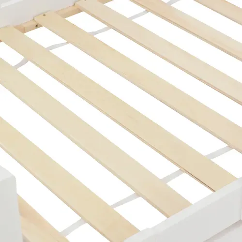 Lit Cabane Enfant 90x200cm En Bois Blanc Avec Barrières Et Sommier