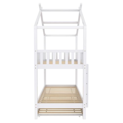 Lit Superposé 90x200 Cm, Lit Enfant, Lit 3 Personnes Avec Lit Gigogne, Blanc