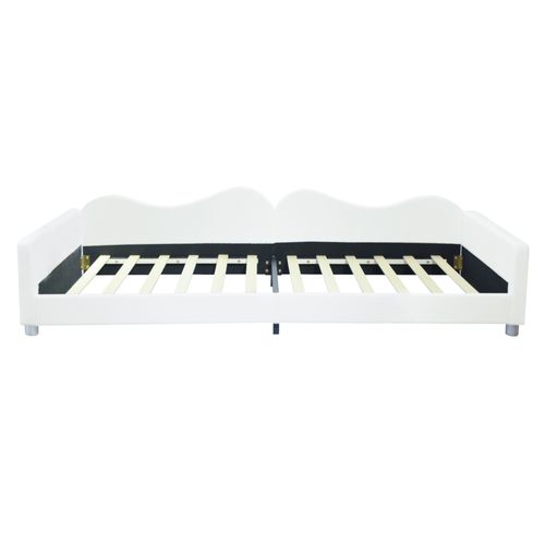 Lit Enfant 90x200cm, Lit Banquette En Tissu Teddy Blanc