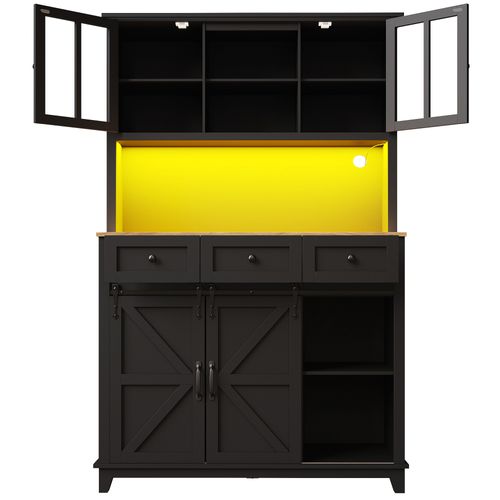 Buffet De Cuisine, Buffet Haut Noir 105 X 38.4 X 180 Cm , Mdf