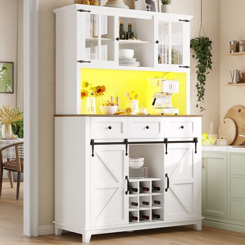Buffet De Cuisine, Buffet Haut Blanc 105 X 38.4 X 180 Cm , Mdf