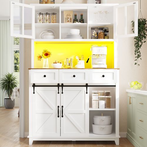 Buffet De Cuisine, Buffet Haut Blanc 105 X 38.4 X 180 Cm , Mdf