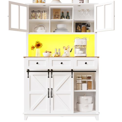 Buffet De Cuisine, Buffet Haut Blanc 105 X 38.4 X 180 Cm , Mdf