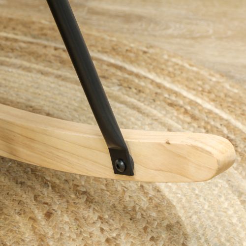 Rocking Chair, Fauteuil à Bascule En Polaire Berbère Avec Accoudoirs, Patins En Bois, Bleu Clair