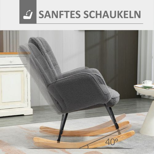 Fauteuil à Bascule Avec Repose-pieds - Rembourrage Velours Beige - Poches Latérales - Ergonomique Et Confortable - Pour Salon/chambre