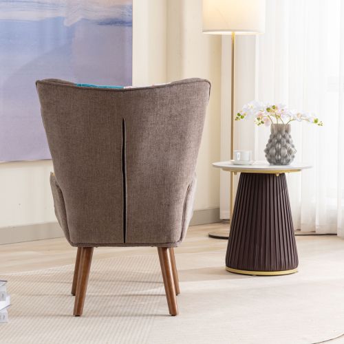 Fauteuil Multicolore En Tissu Avec Repose-pieds, Coussin