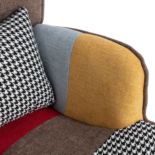 Fauteuil Multicolore En Tissu Avec Repose-pieds, Coussin