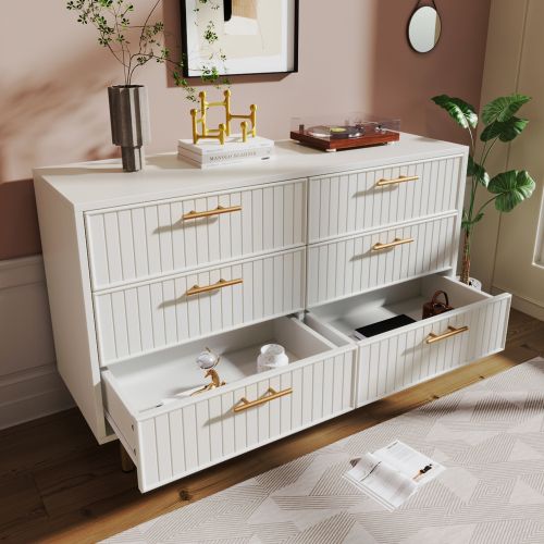 Commode Blanche à 6 Tiroirs Pour Chambres Et Tous Les Salons, 75x120x40 Cm