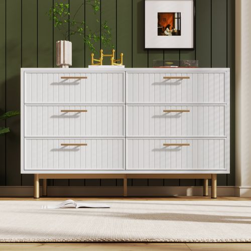 Commode Blanche à 6 Tiroirs Pour Chambres Et Tous Les Salons, 75x120x40 Cm