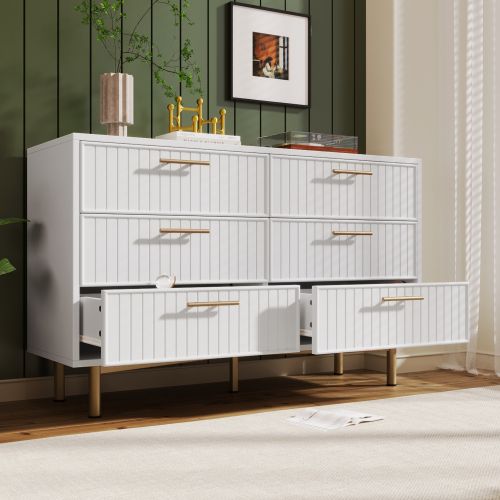 Commode Blanche à 6 Tiroirs Pour Chambres Et Tous Les Salons, 75x120x40 Cm