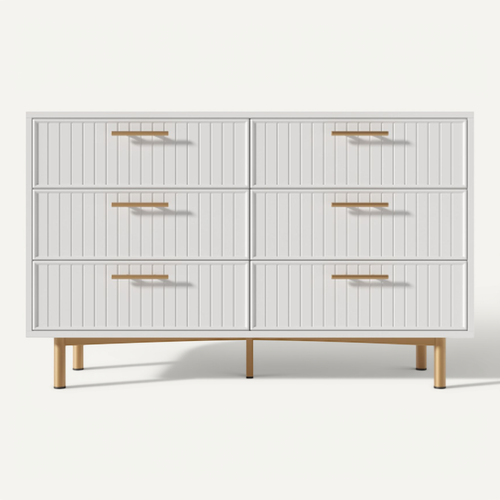 Commode Blanche à 6 Tiroirs Pour Chambres Et Tous Les Salons, 75x120x40 Cm