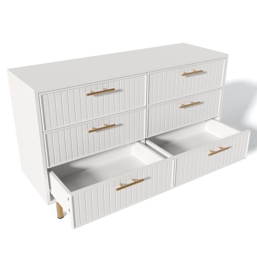 Commode Blanche à 6 Tiroirs Pour Chambres Et Tous Les Salons, 75x120x40 Cm