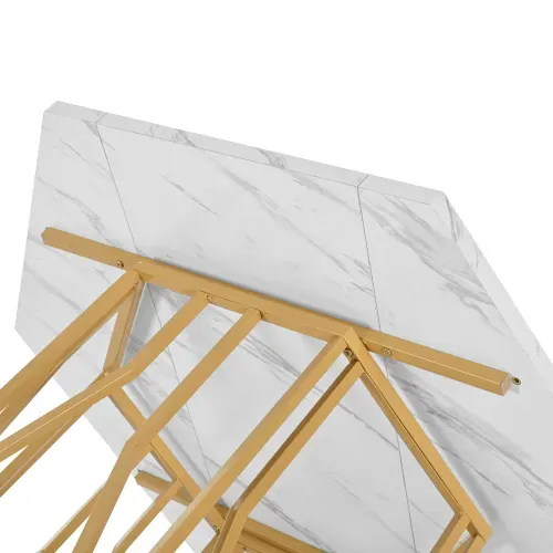 Ensemble Table Et Chaises, Table à Manger Hexagonale Avec Pieds Dorés Et 4 Chaises En Velours Gris