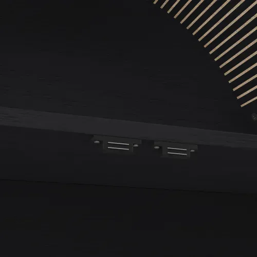 Buffet De Cuisine Noir, Buffet Haut Avec 3 Tiroirs, 2 Portes De Rangement Cintrées, Rangement Ouvert