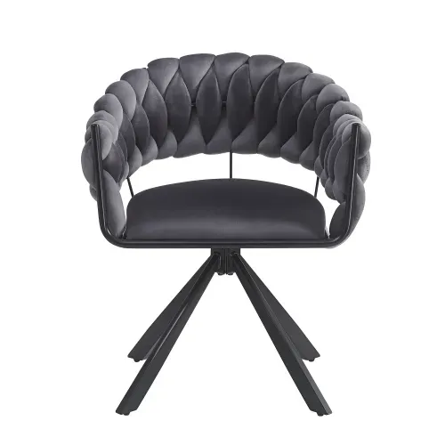 Lot De 4 Chaises De Salle à Manger En Velours Gris, Pieds Réglables En Métal Noir