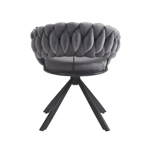 Lot De 4 Chaises De Salle à Manger En Velours Gris, Pieds Réglables En Métal Noir