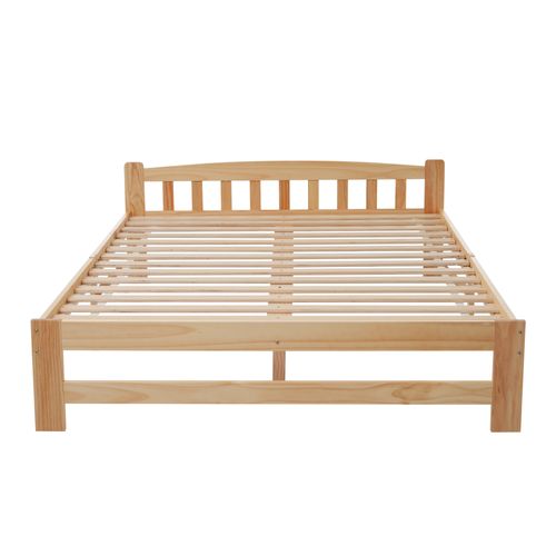 Lit Adulte 140x200 Cm 2 Places Cadre En Bois Naturel Avec Sommier à Lattes