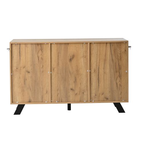 Buffet De Salon, Buffet Bois Avec 4 Tiroirs, 2 Portes, 5 Pieds Noir