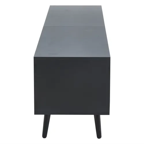 Meuble TV Bois Et Noir De 180 Cm Avec 1 Tiroir, 2 Portes, Compartiments Ouverts