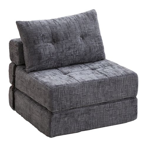 Fauteuil Convertible 1 Place Avec Coussin - Chenille Gris