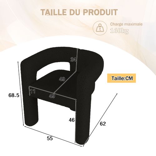 Fauteuil Design Ergonomique Cadre Rond Revêtement Teddy - Structure ...