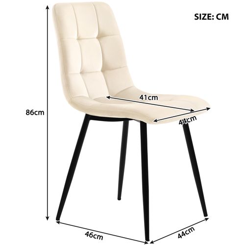 Chaise Salle à Manger Lot De 4 Avec Assise Rembourrée Et Dossier Confortable En Velours - Beige