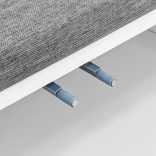 Vestiaire D’entrée Blanc Avec 2 Portes, 8 Crochets Et Étagères Réglables, Banc Intégré