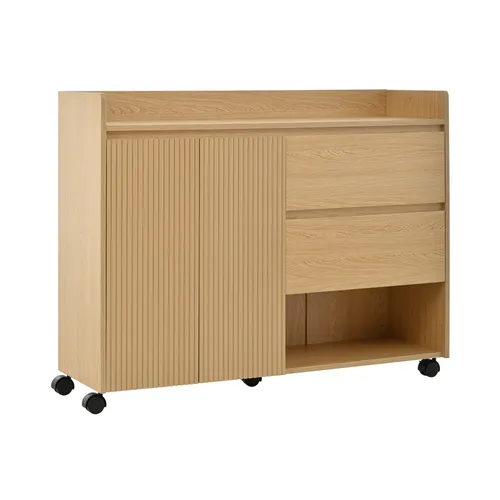 Meuble à Chaussures, 2 Portes, 2 Tiroirs, Étagère Réglable, Naturel, Mdf, Bois