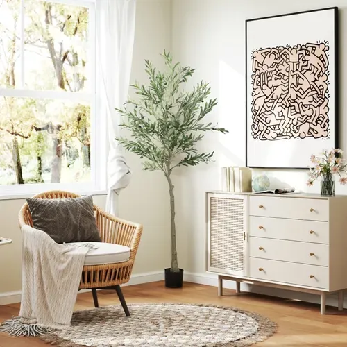 Plante Artificielle, Arbre Olivier 180 Cm Avec Pot, Mousse Et Décorative Pour Salon Et Bureau