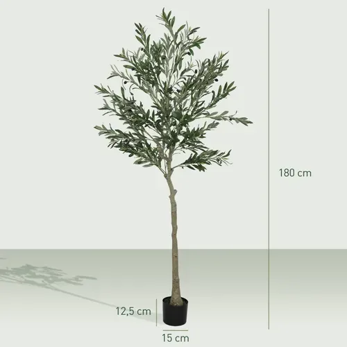 Plante Artificielle, Arbre Olivier 180 Cm Avec Pot, Mousse Et Décorative Pour Salon Et Bureau