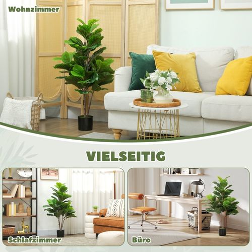 Plante Artificielle Figuier Artificiel 110 Cm Avec Pot, Décorative Pour Salon Et Bureau