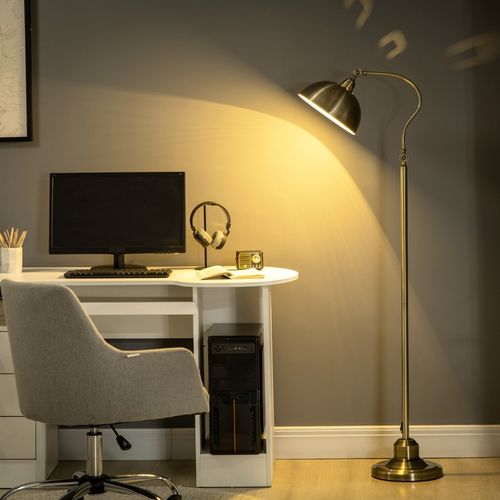 Lampadaire Vintage Métal Laiton, Abat-jour Réglable, Pied Flexible, 42x25,5x152 Cm