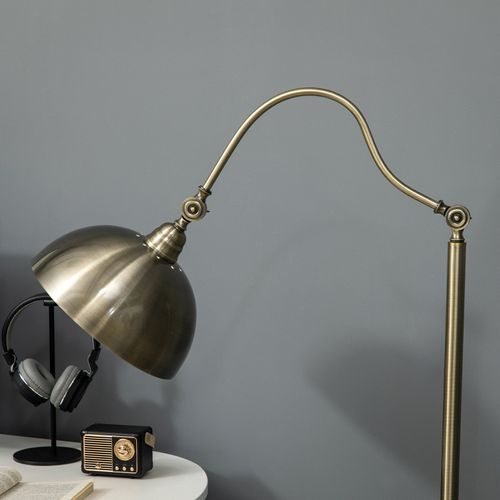 Lampadaire Vintage Métal Laiton, Abat-jour Réglable, Pied Flexible, 42x25,5x152 Cm